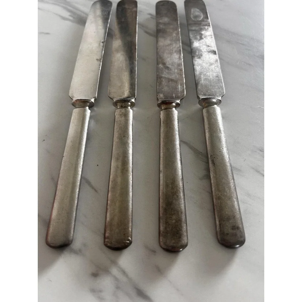 Antique 1847 Rogers Bros Warranted 12 DWT Silverplate Knives Lot of 4 BxA